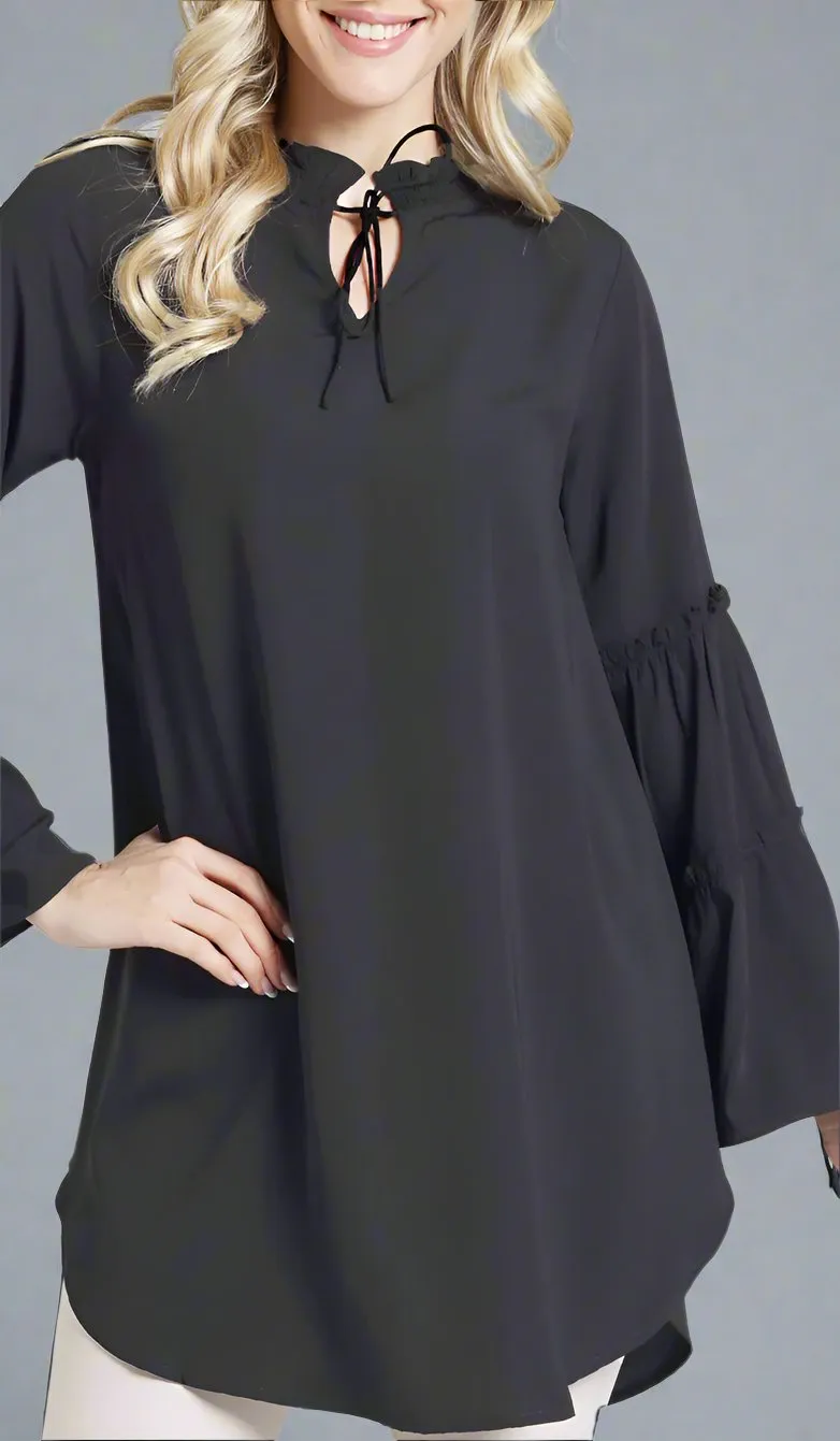 Saba Long Modest Tunic Dress - Black - PREORDER (ships in 2 weeks)