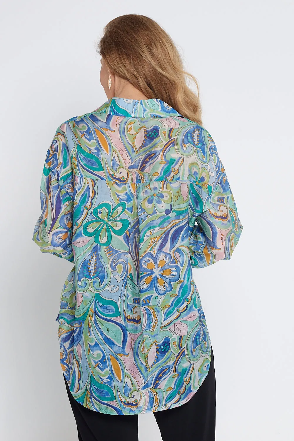 Serenity Blouse - Lavender Aqua Paisley