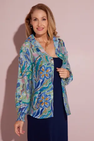 Serenity Blouse - Lavender Aqua Paisley