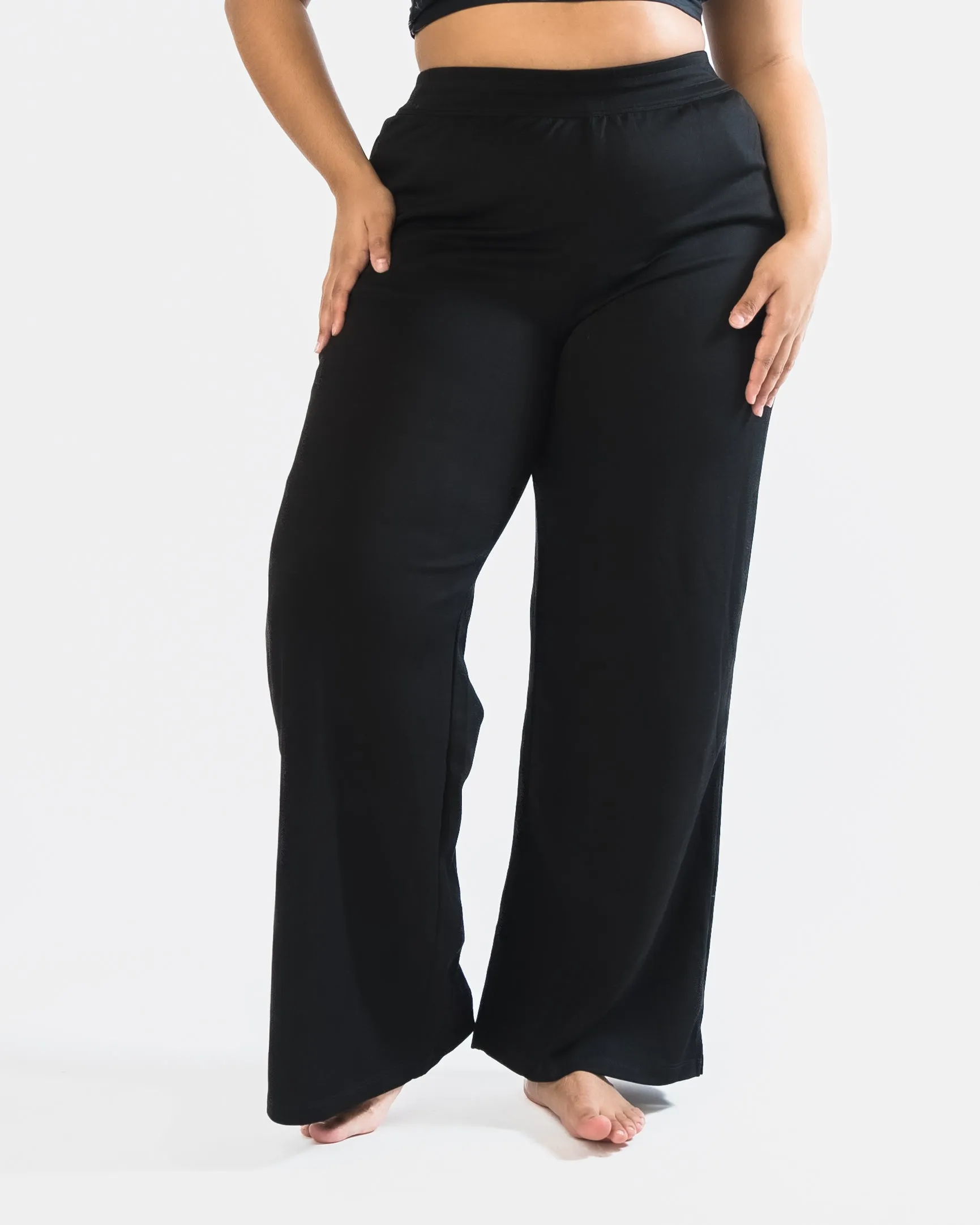 Soft Scuba Wide Leg Pant - Black