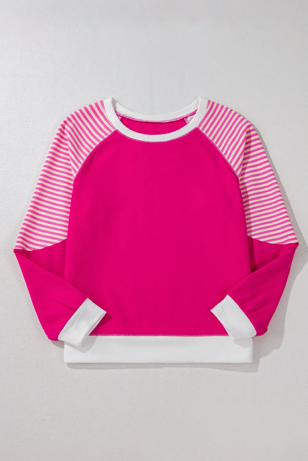 Striped Round Neck Loose Long Sleeve Sweatshirt