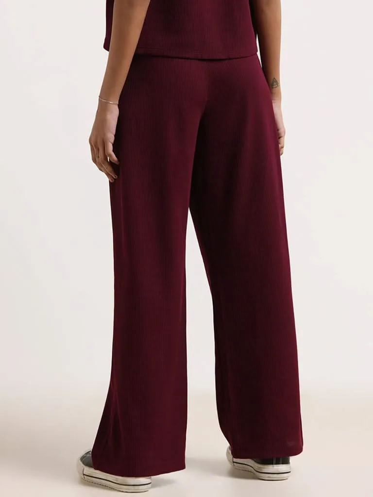 Superstar Burgundy Wide-Leg Pants