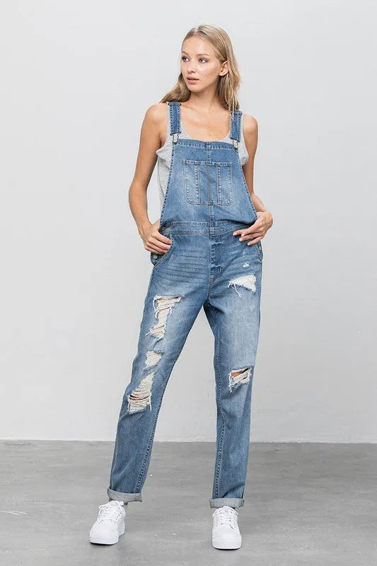 TEEK - MED WASH HEAVY BODY PREMIUM DESTROY OVERALLS