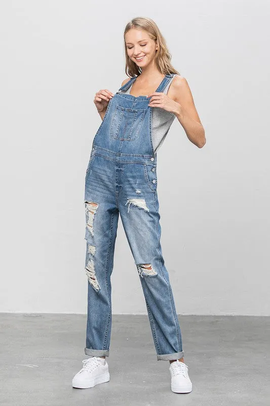 TEEK - MED WASH HEAVY BODY PREMIUM DESTROY OVERALLS