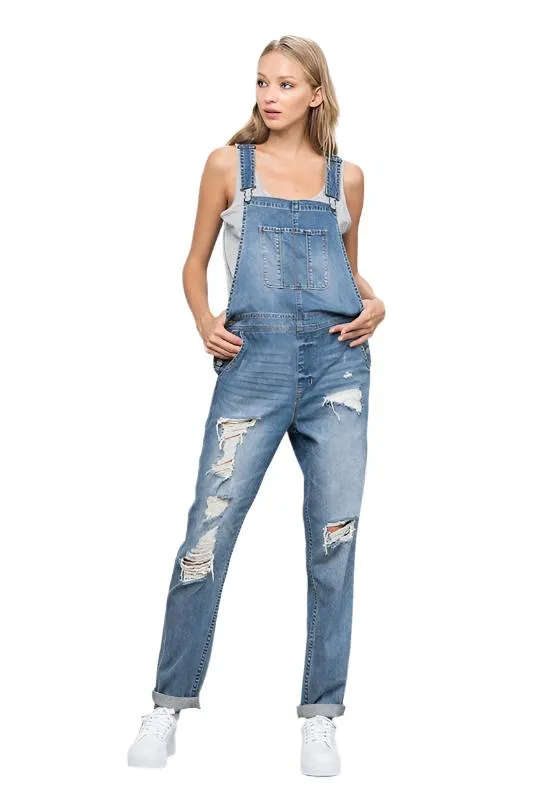 TEEK - MED WASH HEAVY BODY PREMIUM DESTROY OVERALLS