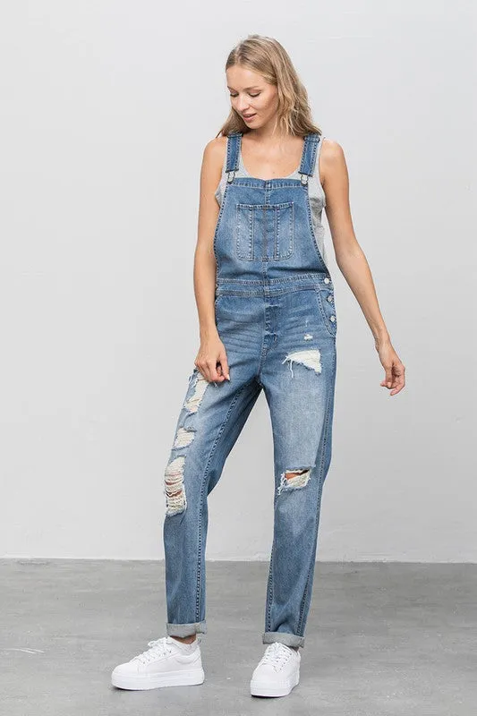 TEEK - MED WASH HEAVY BODY PREMIUM DESTROY OVERALLS