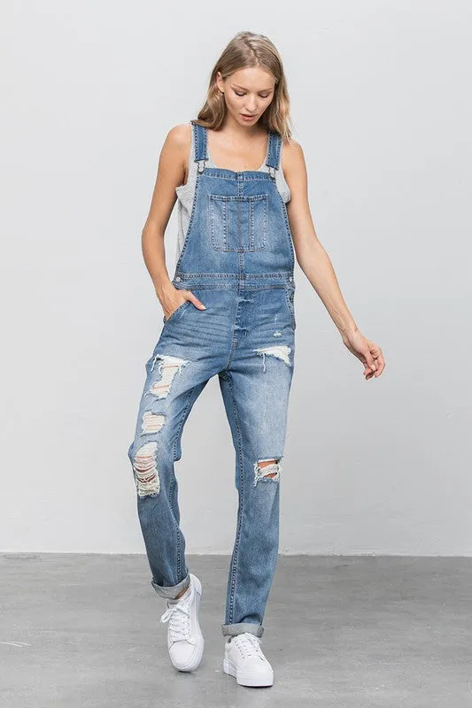 TEEK - MED WASH HEAVY BODY PREMIUM DESTROY OVERALLS