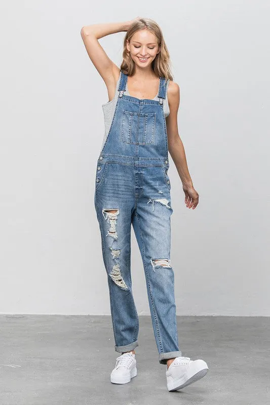 TEEK - MED WASH HEAVY BODY PREMIUM DESTROY OVERALLS