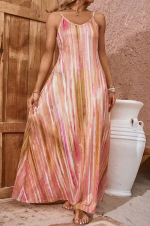 Tie-Dye Spaghetti Strap Maxi Dress