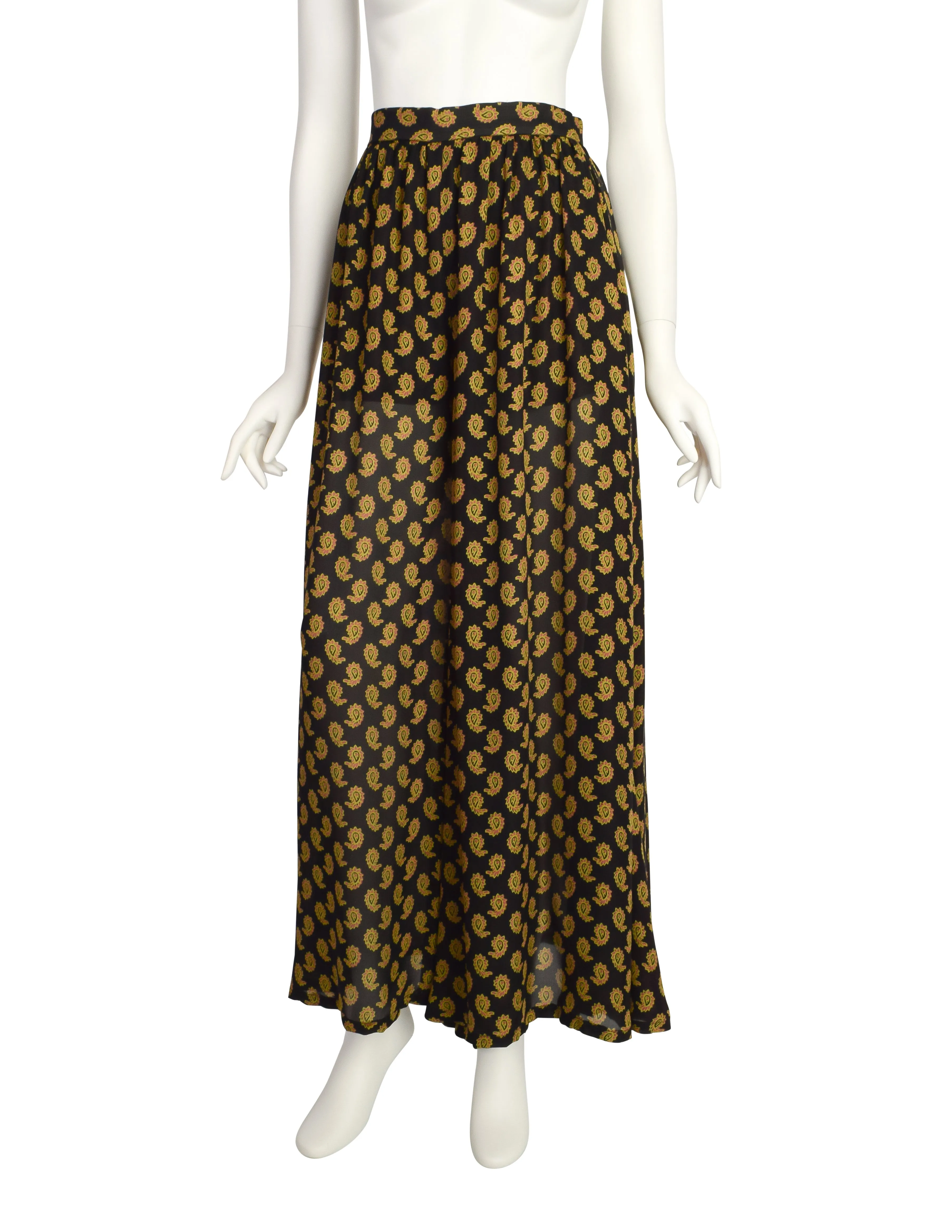 Todd Oldham Vintage 1993 Black Paisley Print Silk Palazzo Pants