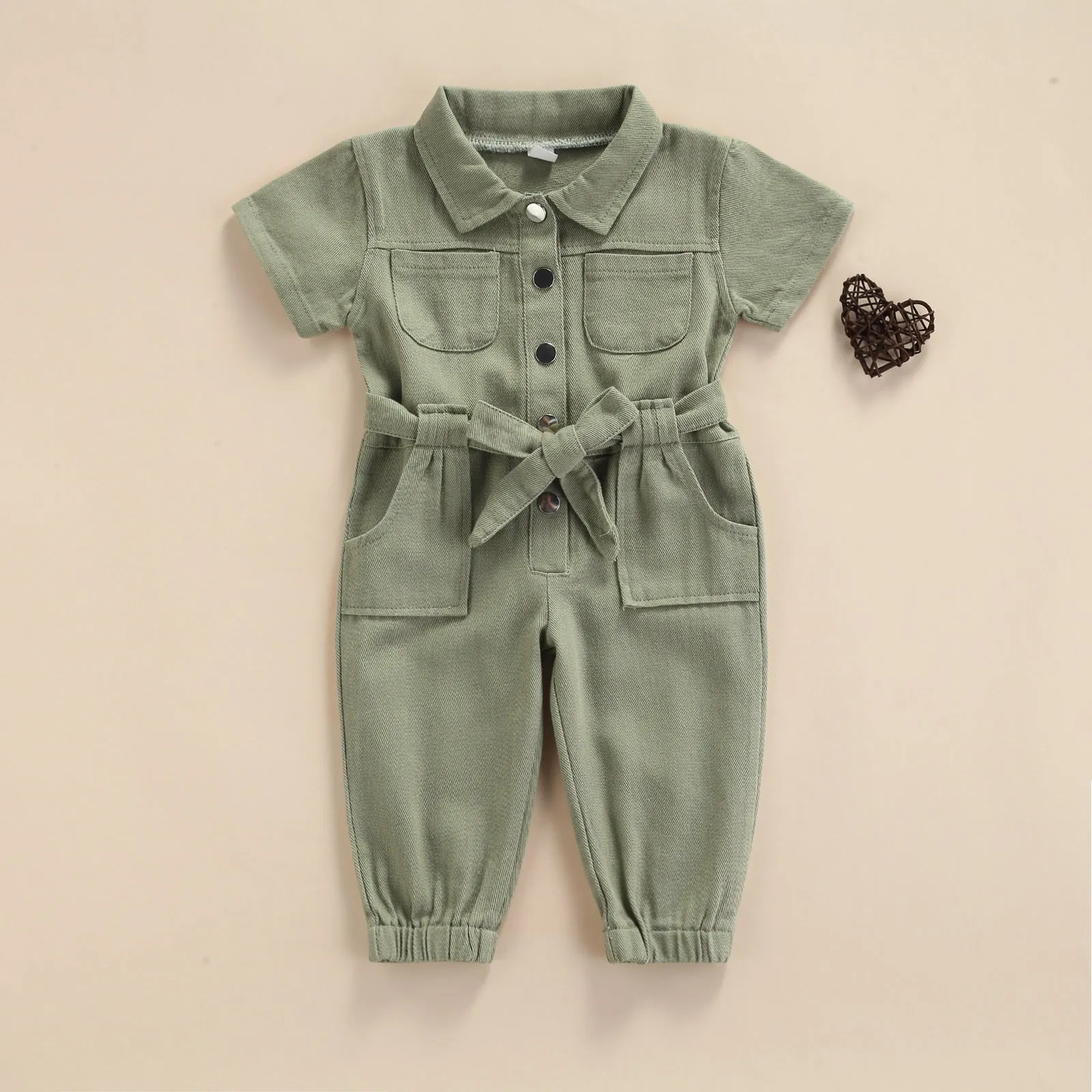 Toddler Girls Casual Short Sleeve Jumpsuit