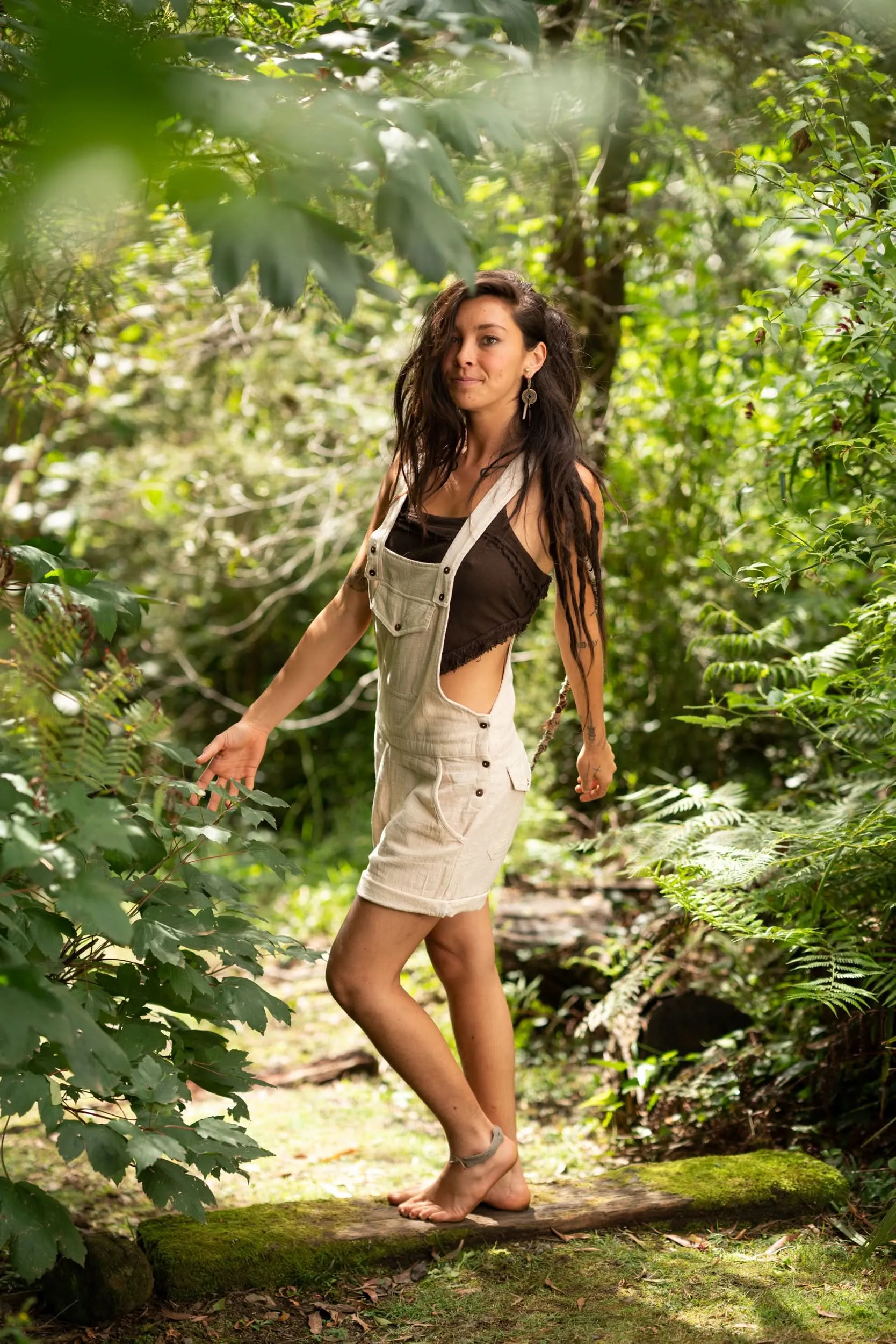 Tribal Overalls Shorts - Cream