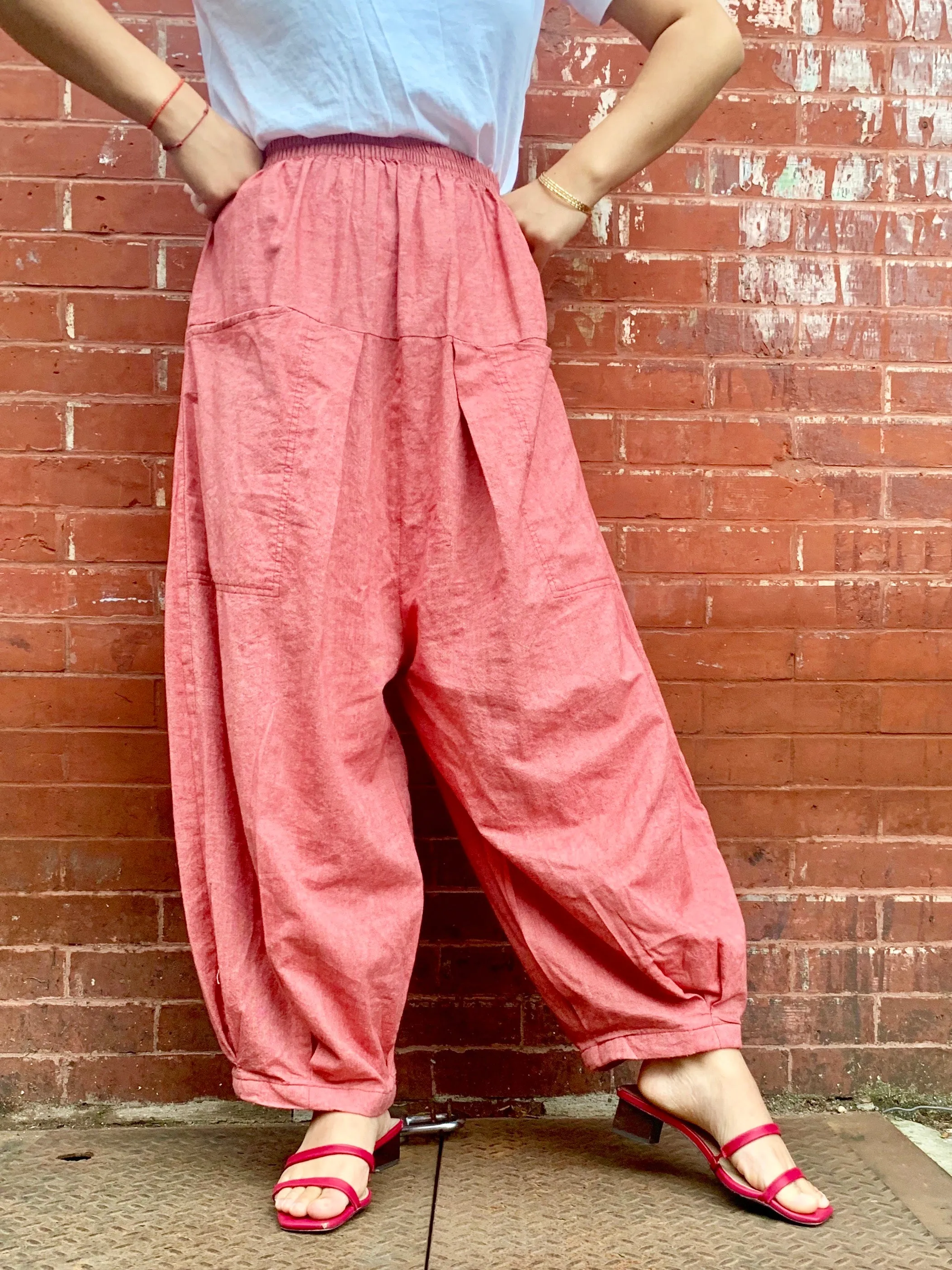 Unisex Cotton Aladdin Harem Pants with Pockets