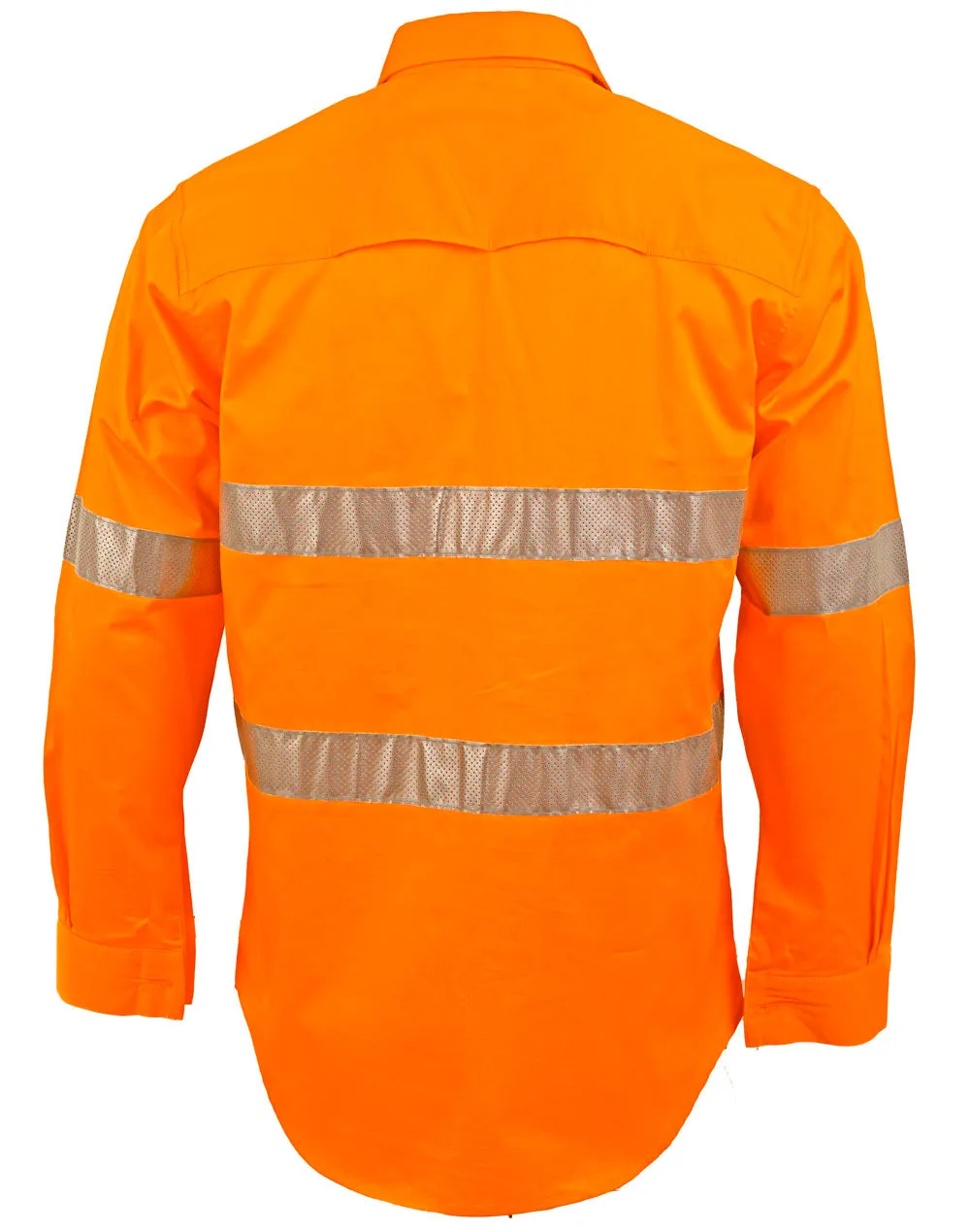 Unisex Hi Vis Cool-Breeze Closed Front Long Sleeve Shirt (Perforated Tape) - SW87