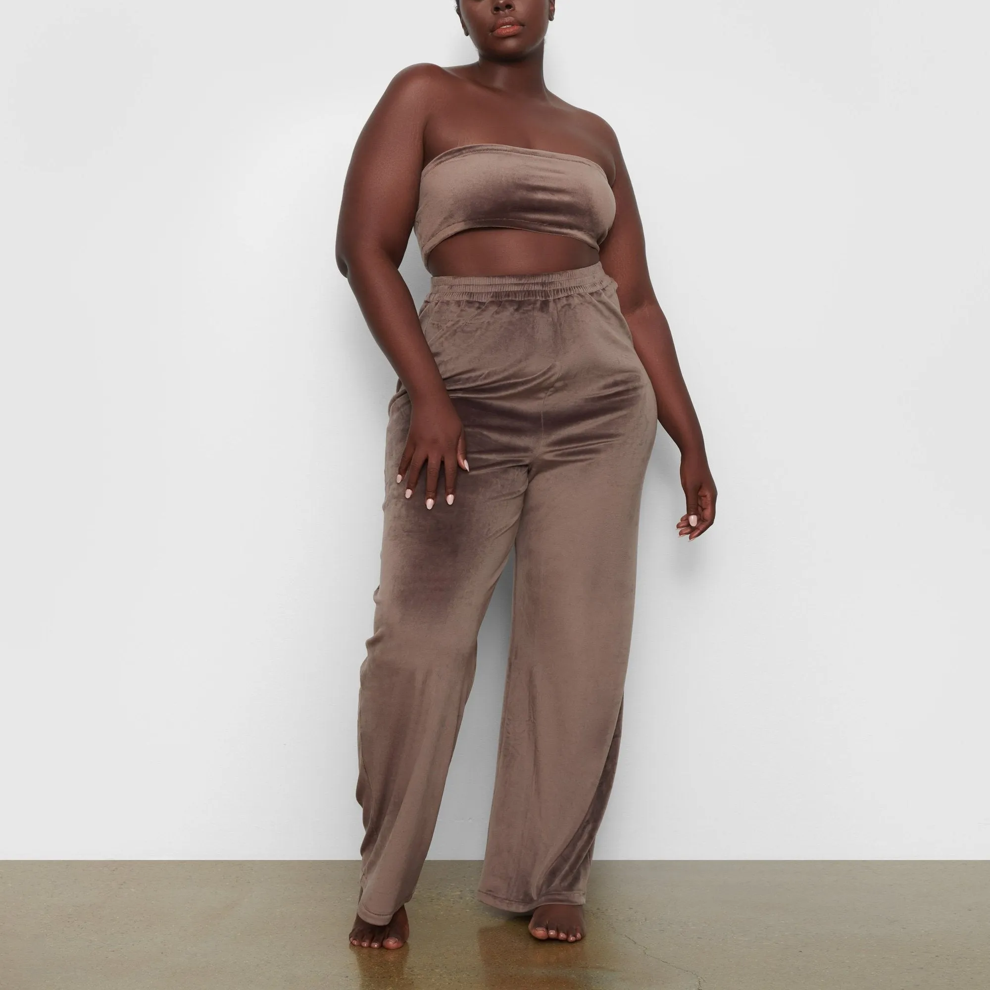 VELOUR WIDE LEG PANT | AMETHYST