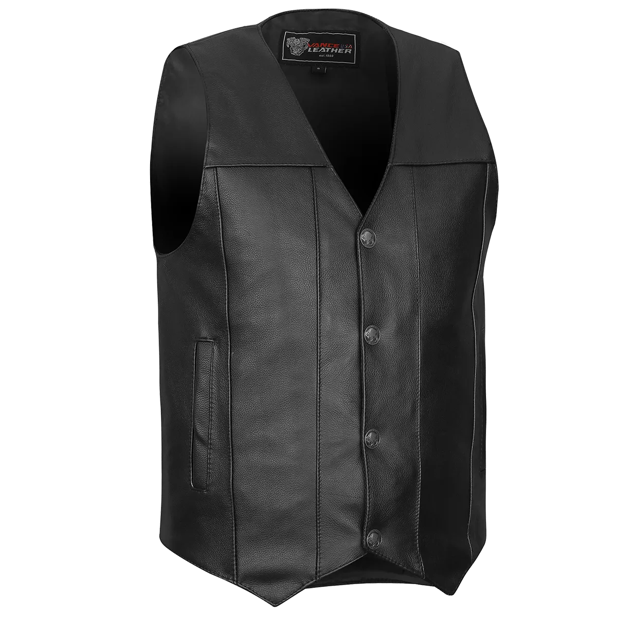 VL906 Premium Cowhide Leather Plain Side Buffalo Nickel Vest