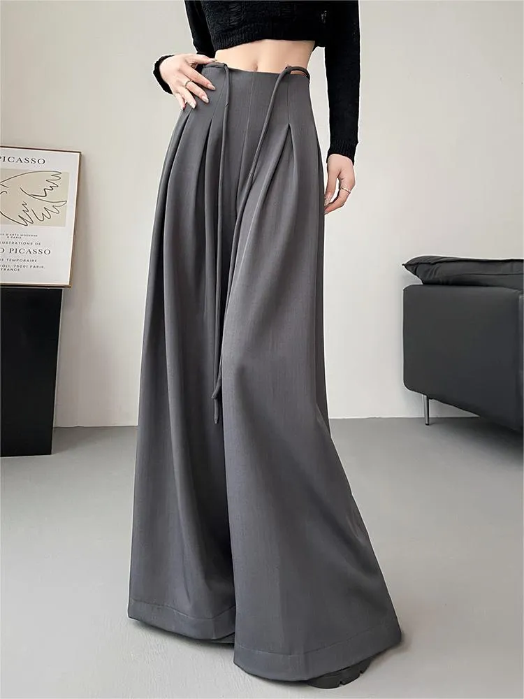 Waistband Pleated Palazzo Wide-Leg Pants