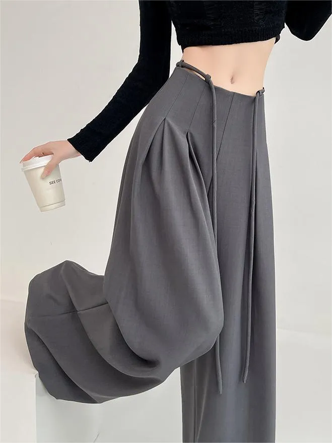 Waistband Pleated Palazzo Wide-Leg Pants