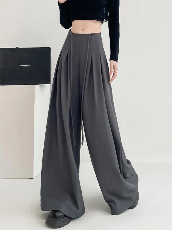 Waistband Pleated Palazzo Wide-Leg Pants