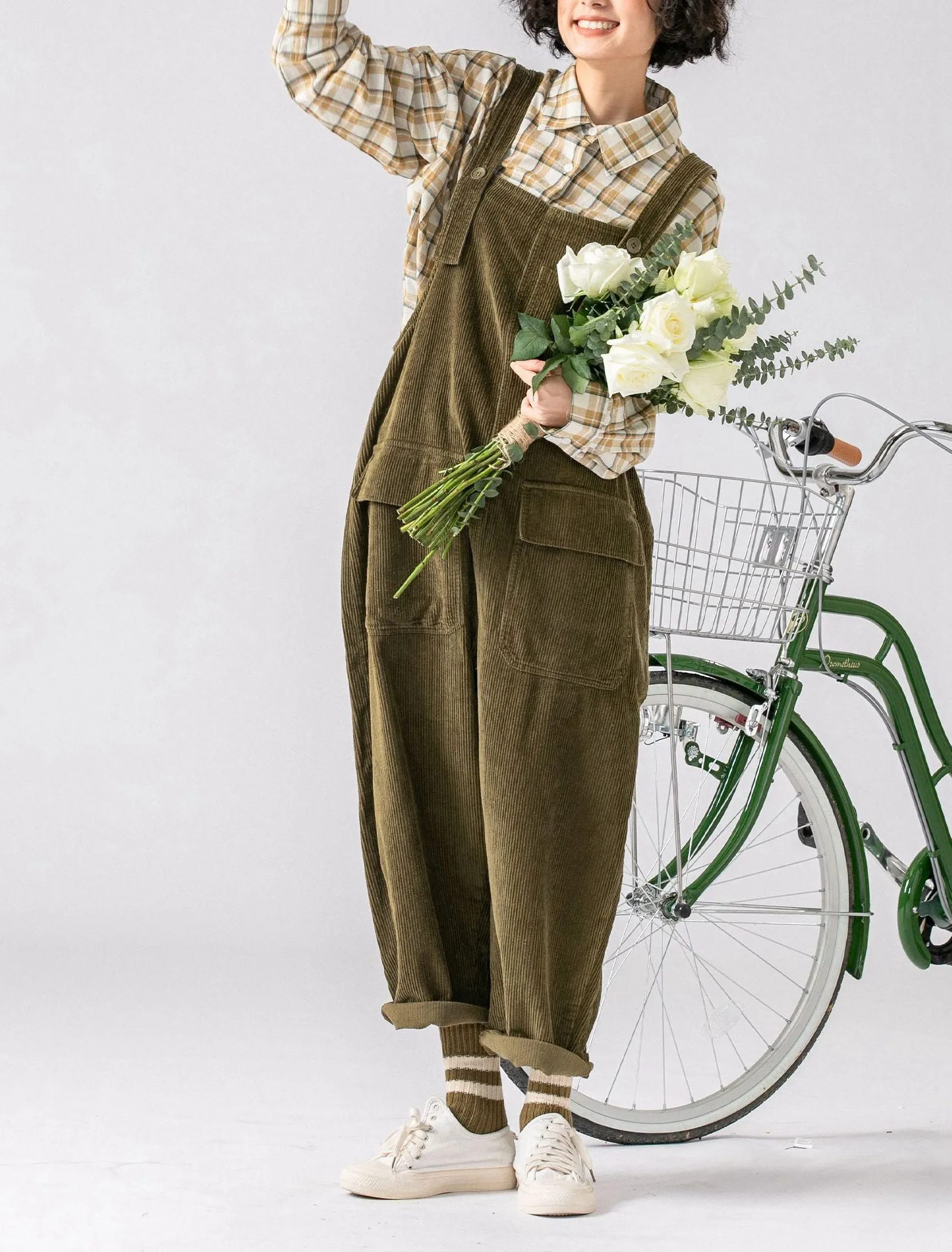 Warm Spring Women Jumpsuit Causel Overalls Corduroy Wide leg Trouser