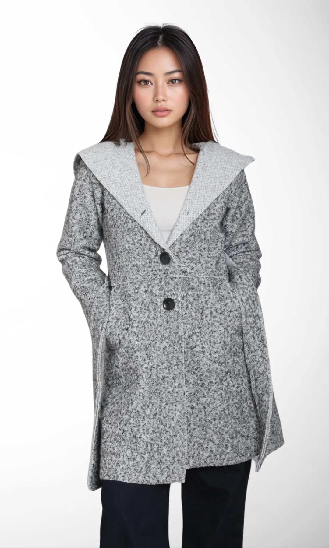 Women Belted Coat (Grey)