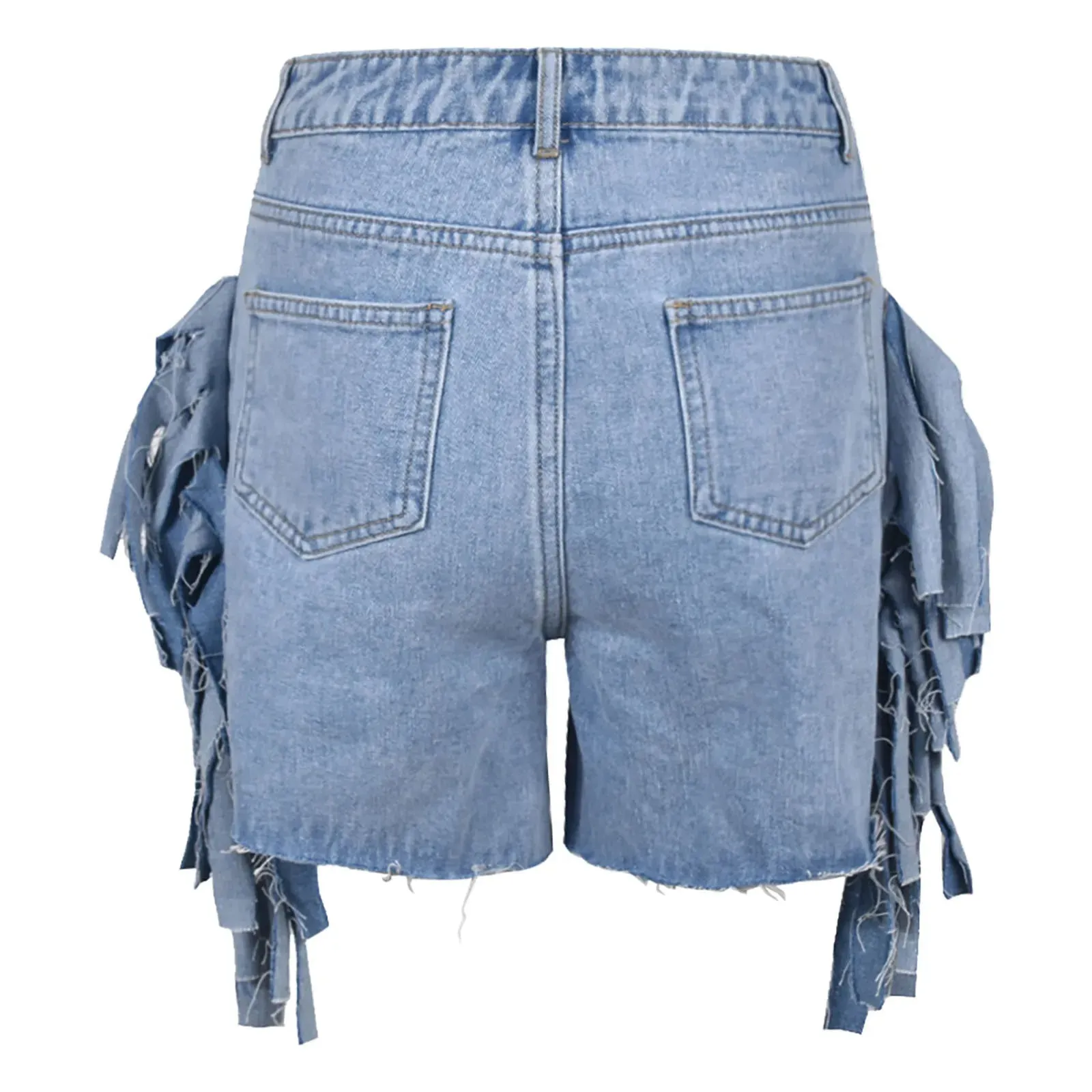 Women Denim Pants Stretch Fashion Ripped Frayed Hem Femme Shorts