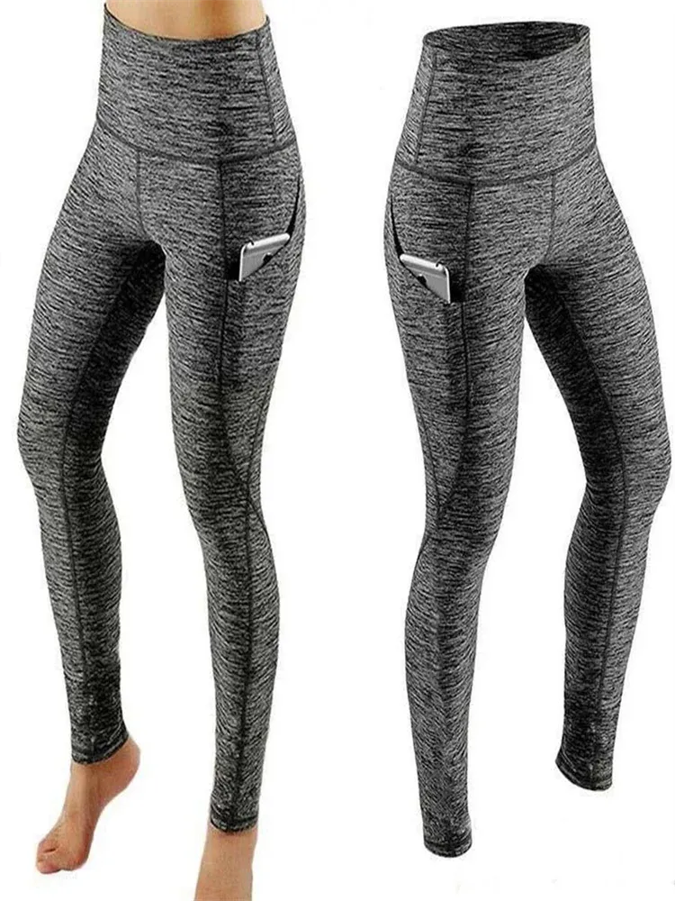 Women Seamless Elastic Yoga Pants Female High Waist Solid Color Pocket Leggings Fashion Casual Workout Sport Joggers Gym Tights