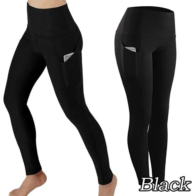 Women Seamless Elastic Yoga Pants Female High Waist Solid Color Pocket Leggings Fashion Casual Workout Sport Joggers Gym Tights