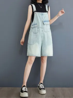 Women's Casual Summer Wide Leg Shorts Overalls Dungarees