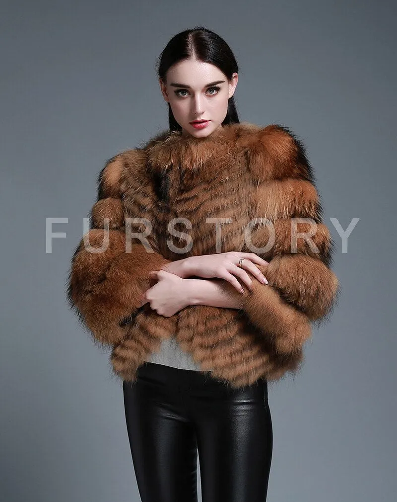 Women's Genuine Raccoon Fur Coat Women Full Sleeve Winter jacket Female 151166