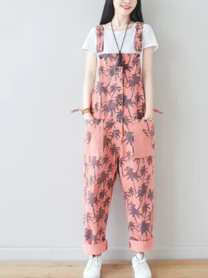 Women's Trendy Casual Pants Loose Printed Overalls Dungarees