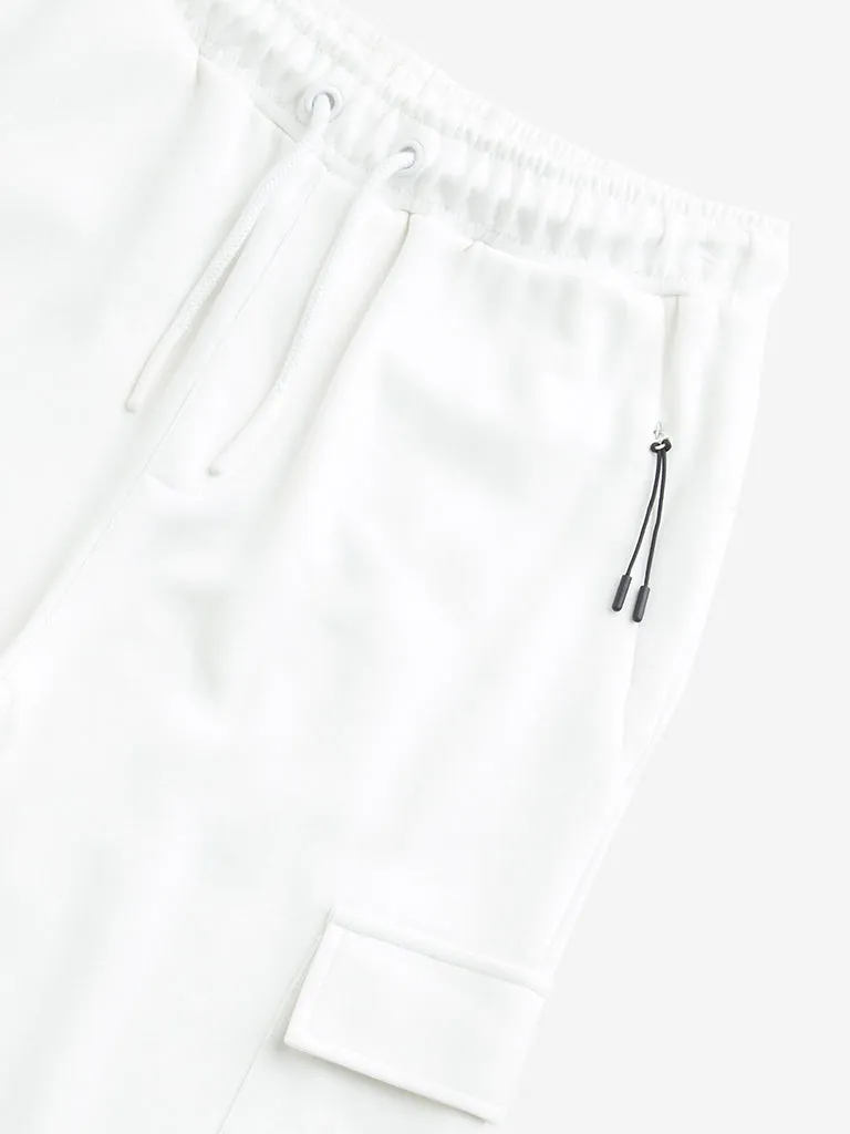 Y&F Kids Off-White Mid-Rise Cotton Blend Track Pants