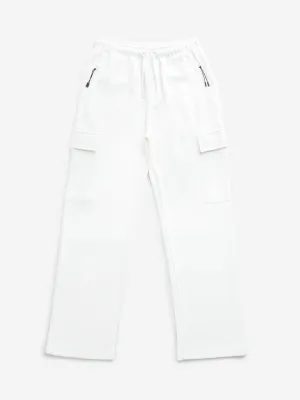 Y&F Kids Off-White Mid-Rise Cotton Blend Track Pants